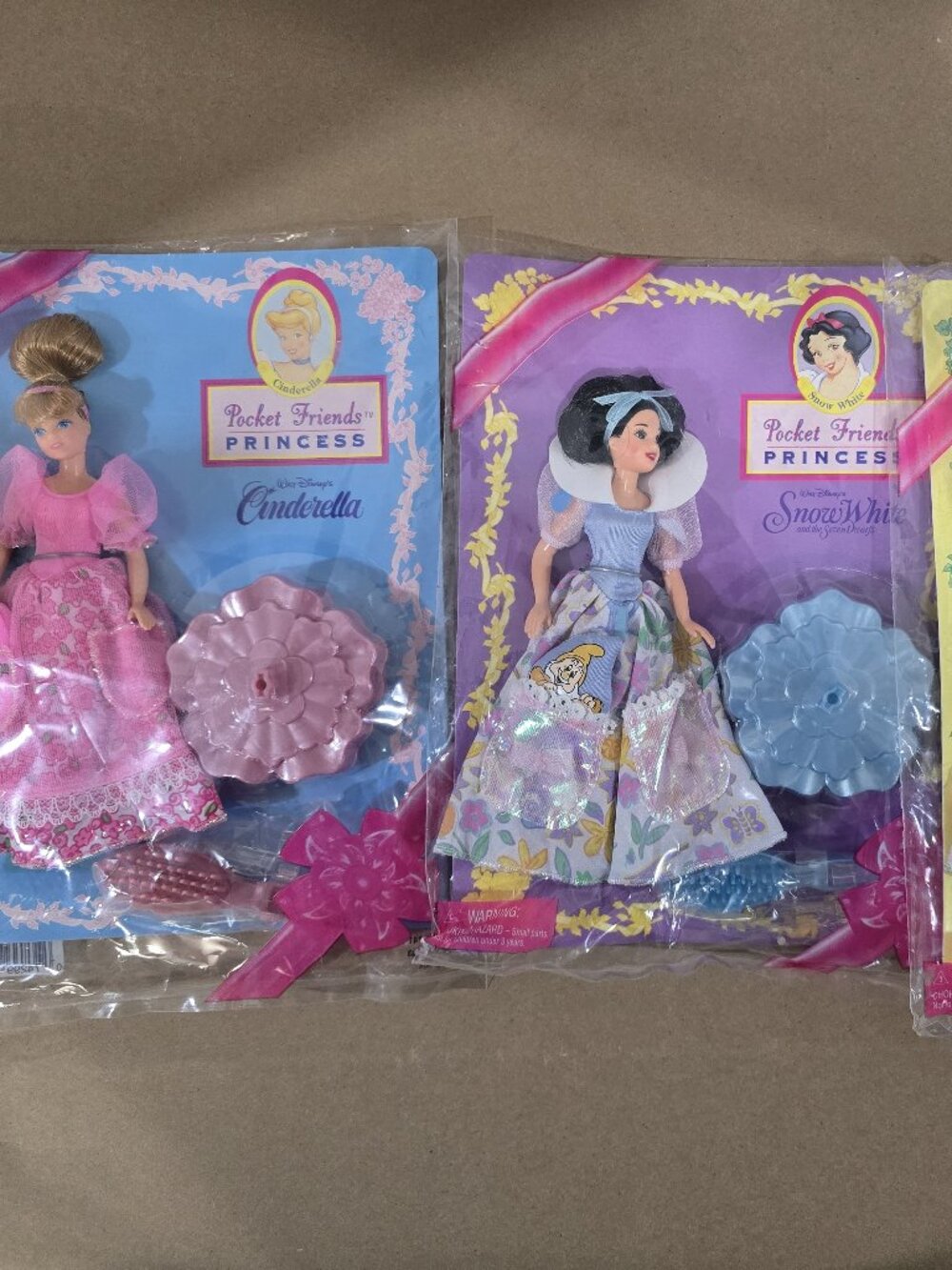 Vintage 1997 Mattel Pocket Friends PRINCESS CINDERELLA , BELLE & SNOW WHITE